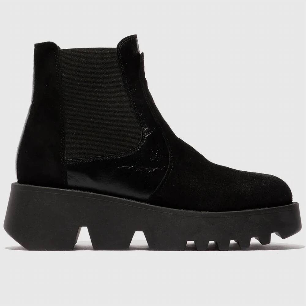 NEW FLY LONDON women's zinp 314 chelsea ankle boots in black suede